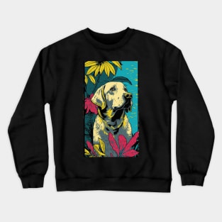 Labrador Retriever Dog Vibrant Tropical Flower Tall Retro Vintage Digital Pop Art Portrait 3 Crewneck Sweatshirt